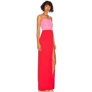 Amanda Uprichard X REVOLVE Pink & Red Avani Gown with Slit